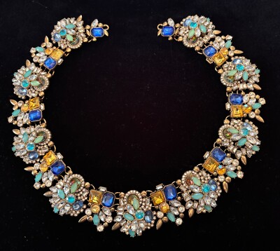 Jeweled Rhinestone  Collar Necklace Stationed Links Bridal Accessory Neck Waist
