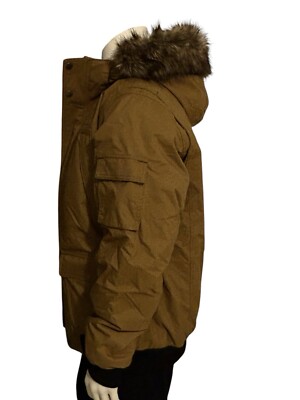 EDDIE BAUER BOMBER JACKET SUPERIOR GOOS DOWN 650 FAUX FUR TRIM