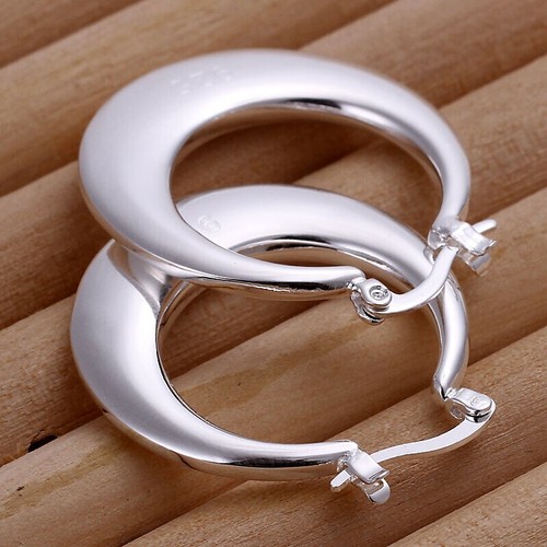 Classic 925 Sterling Silver Filled Women's Big Round Hoop Idle perfect - Picture 8 of 9