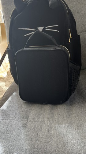 Emily & Meritt Black Kitty Recycled Backpack XL & Classic Lunch Box Bundle 18in - Picture 5 of 12