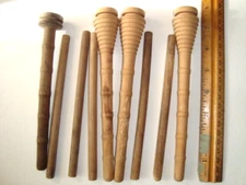 vintage LOT of Weavers wooden thread bobbins spindle 7" PIRNS for weaving