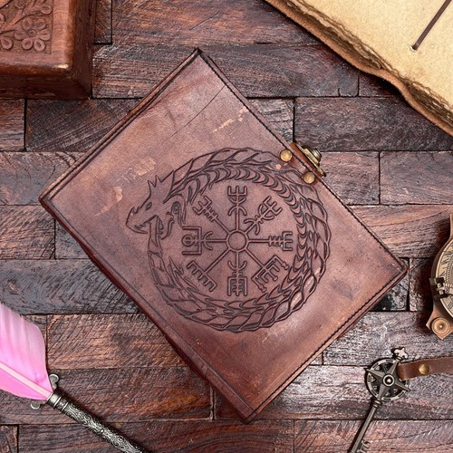Handmade Dragon Journal Wheel of Fortune Embossed Leather Diary For Unisex Adult - Picture 2 of 10