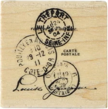 Inkadinkado Red Rubber Wood Mounted Stamp - Treport Postal - Foreign Postmark