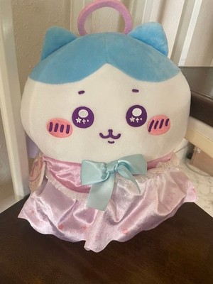 Chiikawa Plüsch 30 cm Katzenohren Flügel blaue Haare rosa Kleid mit Etikett