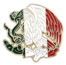 Mexico Mexican National Flag Eagle Snake Colors Green White Red 1.3" Enamel Pin