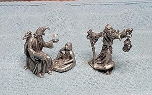 Gallo Pewter Wizard Teacher Apprentice 1986 & Sage guide with Lantern of Wisdom