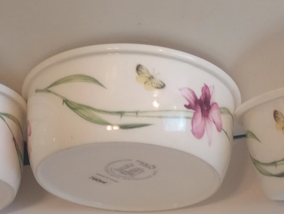 Juego de 3 cuencos de seda Lock & Lock estampado floral cerámica púrpura iris Foto 2 de 4