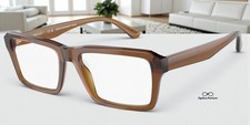 EMPORIO ARMANI EA3206F 5044 Shiny Transp Brown Demo Lens 57 mm Men's Eyeglasses
