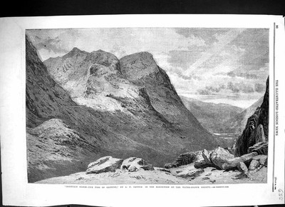 Original alter antiker Druck 1860 Mountain Gloom Pass Glencoe Schottland Newton
