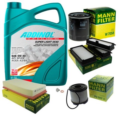 MANN Inspektionspaket 5L ADDINOL SUPER LIGHT 5W-40 für Fiat Scudo Kasten 220_
