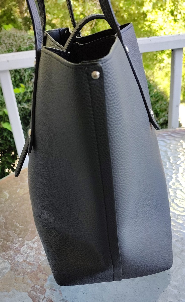 Coach 58849 LARGE Dark Gray Market Leather Tote w/Turn Lock Detail