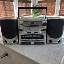 KOSS HG835b Boombox CD Player Dual Cassette AM/FM Radio Fully Functional READ