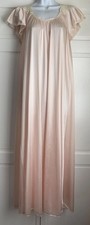 Vintage Miss Elaine Pink Long Nylon  Lace Slip Nightgown w/ Lace Small USA