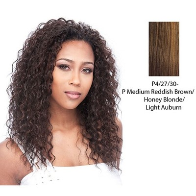 Synthetic Half Wig Care blend of medium brown strawberry blonde&light auburn