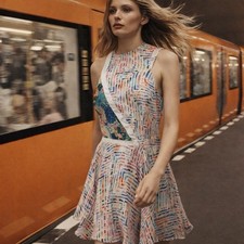 ZIMMERMANN Mini Dress Blade Runner Silk Intergalactic Future Code Print Size 1 S