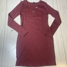 Wild Fable Long Sleeve Bodycon Dress Size L Butterfly Burgundy NWOT!