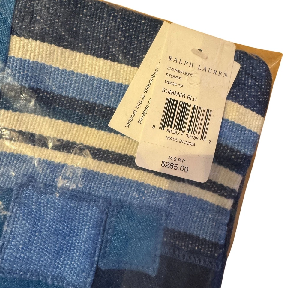 Ralph Lauren Stover Almohada SOLO FUNDA Verano Azul 16x24 NUEVO Foto 4 de 4