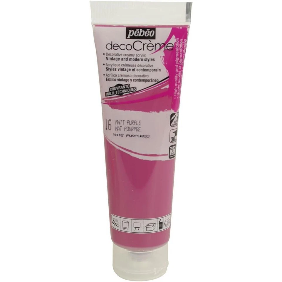 [089016] Pébéo Tube 120ml Peinture Acrylique Décocrème Mat POURPRE - Photo 1/1