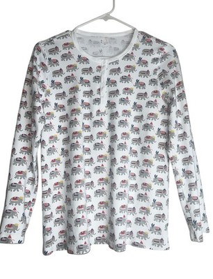 Roller Rabbit Pima Cotton Multicolor Elephant Print Top Sz M