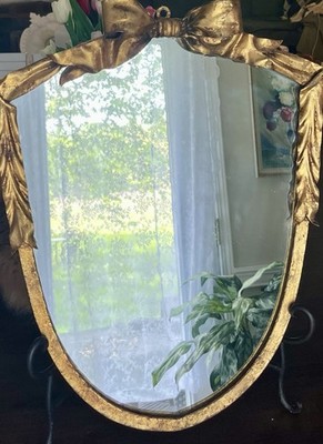 Walter Hatches Mid Century Italian Tole Dressing Table Sheid Shape Vanity Mirror
