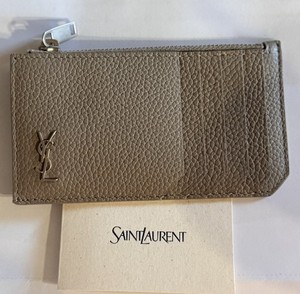 YSL SAINT LAURENT  NEW Logo Appliquéd Pebble Grain Leather 