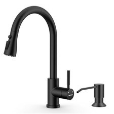 Black Kitchen Faucet with Soap Dispenser Antique Matte Black
