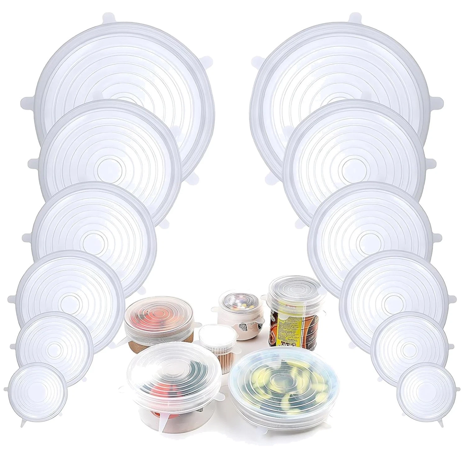 Reusable Silicone Stretch Lids - 12 Pack for Food Storage