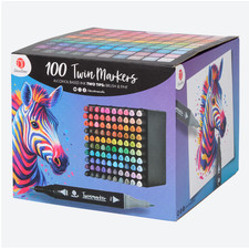 100 DecoTime Twinmarker Set Alkoholmarker Pinselspitze Box Dual Tip Marker Stift