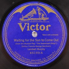 Lambert Murphy Waiting For The Sun To Come Out 1920 10" 78 rpm Shellac Record