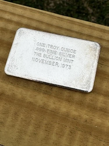 RARE  Vintage 1973  The Bullion Mint 1 oz .999 Silver Bar