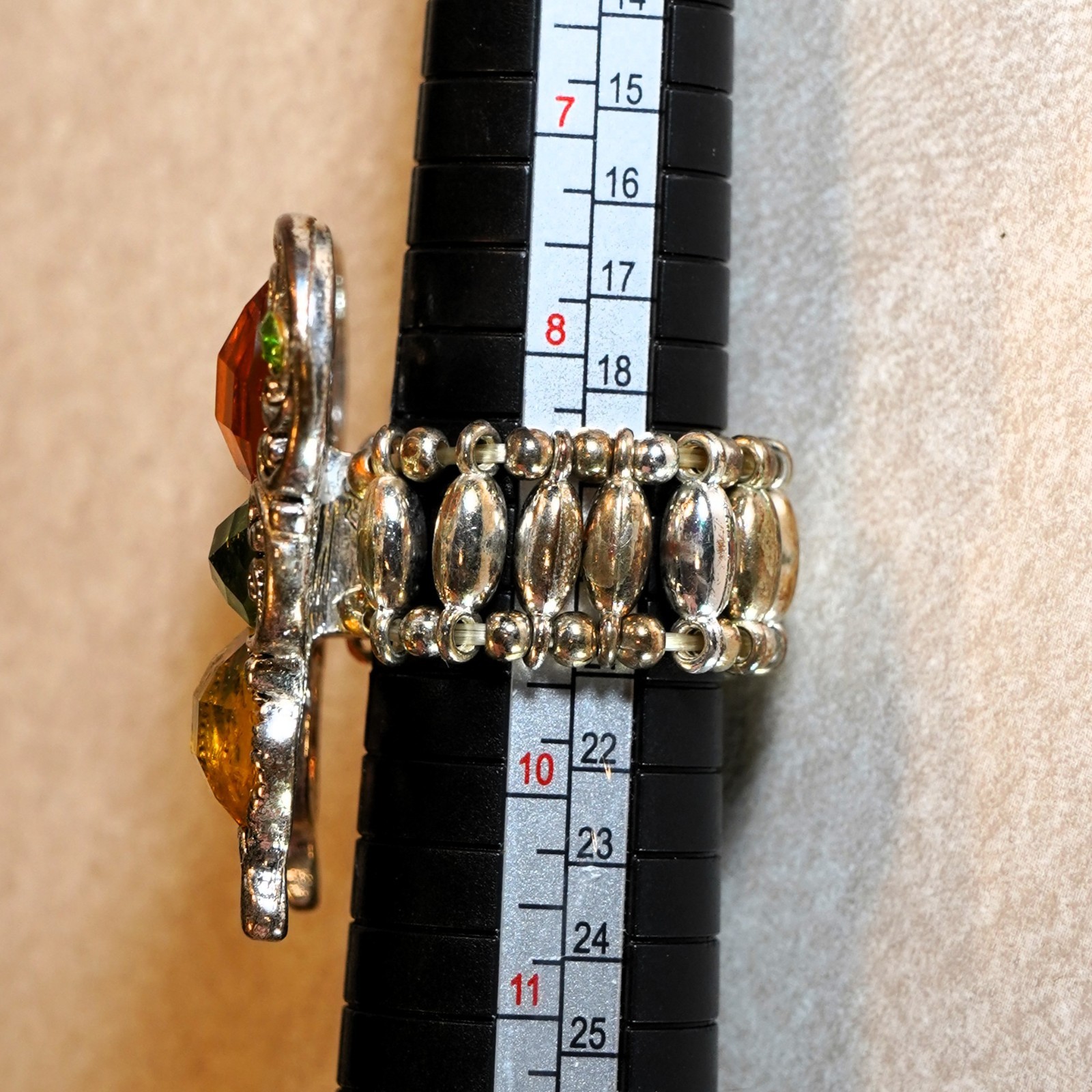 Multi-Gemstone Butterfly Statement 925 Silver Ring - image 2