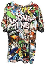 Looney Tunes All Over Graphics T Shirt Bugs Bunny and More Characters Size M