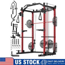 Power Cage Multi-Functional Squat Rack with Cable Crossover System for Home Gym