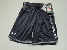 UA Under Armour Little Boys Size YXS Black Gray Shorts Short Pants NWT