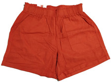 Briggs Womens Linen Blend Cuff Pull On Shorts Size Medium Orange New