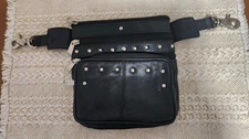 Womens leather 4 pocket clip on waist pouch