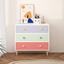 Kids 3 Drawer Dresser Baby Nightstand Storage Cabinet for Toddler Child Colorful