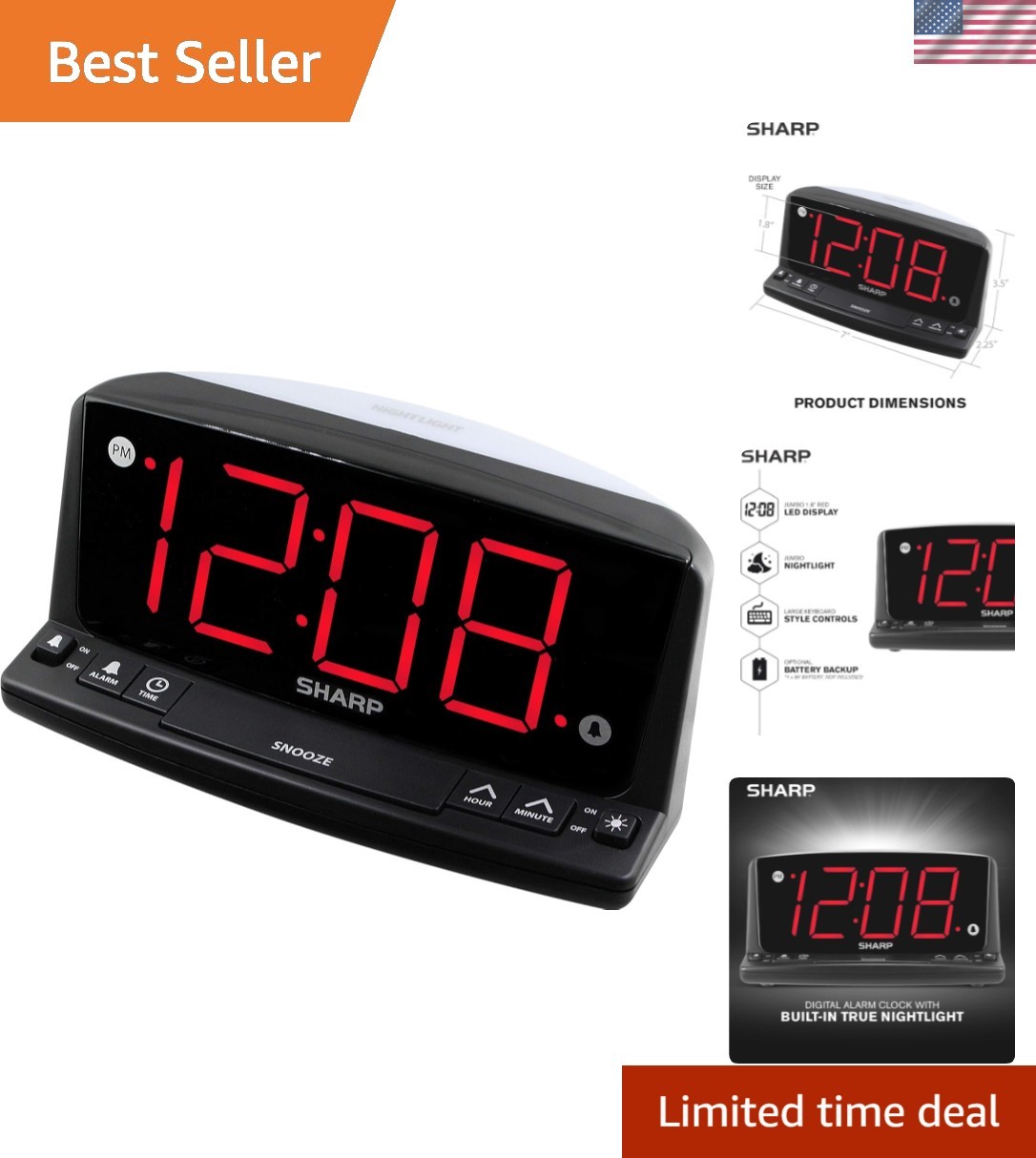 With 1.8" Illuminated Digits & Sleep-friendly Design