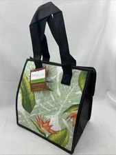 Tropical Paper Garden Petite Insulated Zip Close Lunch Bag Tote Veranda Sage