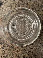 Vintage Big Glass Ashtray Etched Bottom 1950’s