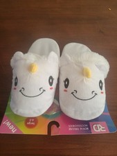 Unicorn Slippers Kids Size L 4-5 White Plush Royal Deluxe RD NEW