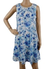R&K  Dress Plus 14W Blue LACE Overlay Lined  Pullover PEARL Accents Wedding 