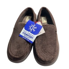 Dearfoams Cozy Comfort Men  s SIZE S 7-8 Corduroy Moccasin Slippers BROWN NWT