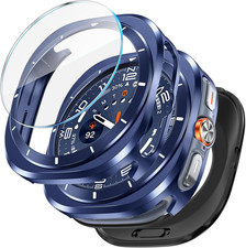 3 in 1 Metal Case for Samsung Galaxy Watch Ultra/Ultra 2 Screen Protector 47Mm,