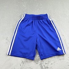 Adidas Boys Blue 3-Stripe Athletic Shorts Medium 10/12 AH5584