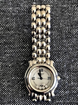 Chopard Happy Sport Diamond Watch White Dial 26mm Used with Adjustments