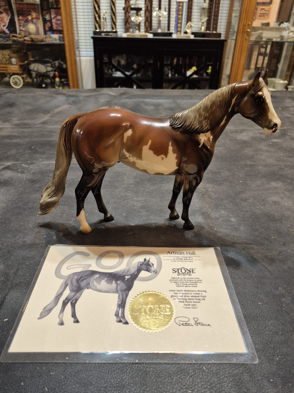 Peter Stone Model Horse Figurine Brown & White Paint with COA Certificate