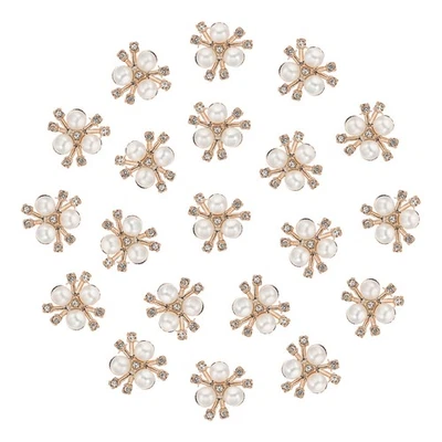20 Stück Perlenblumenknöpfe, Strass, weiß, für Schmuck/Tasche, 1.5cm - Bild 1 von 4