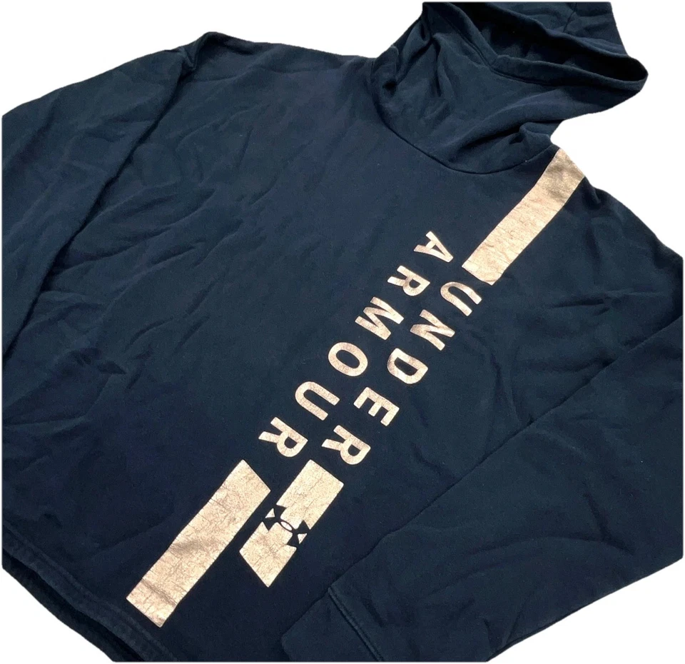 Under Armor 连帽衫女式大号黑色玫瑰金运动衫毛衣漏斗领 — 第 2/4 张图片