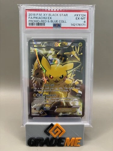 PSA 6 EX-MT- Pikachu Ex #XY124 Pokemon Red & Blue Promo Black Star 2016, Graded